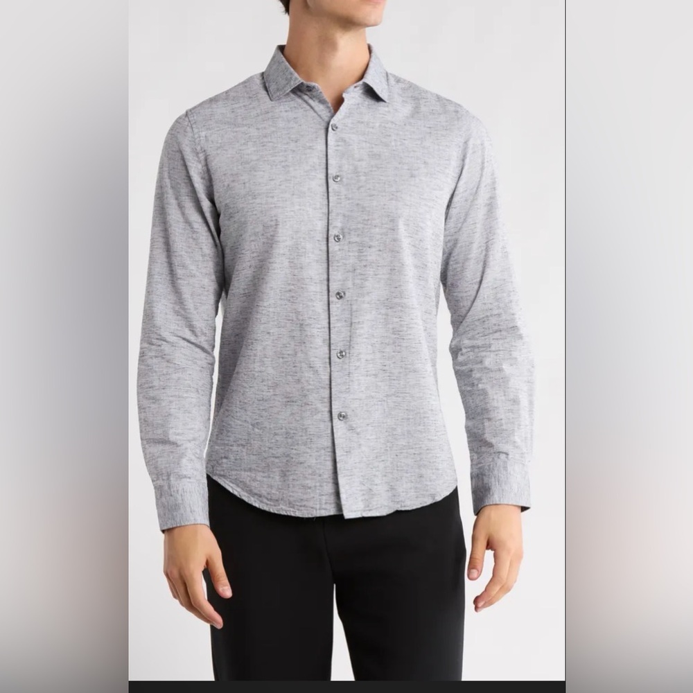 Denim & Flower Men's Heather Gray Long-Sleeve Button-Up Shirt